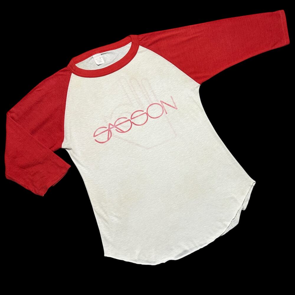 RARE Vintage 70s Sasson Baseball Raglan Tee Shirt Paper Thin Red Sz L